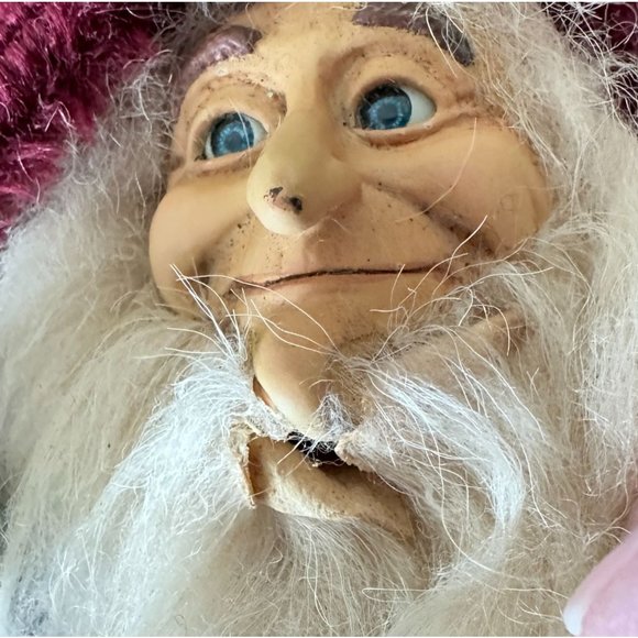 Vintage 90's Old Man Forest Elf Ornament Velour Clothes Christmas Handma… - Picture 12 of 12